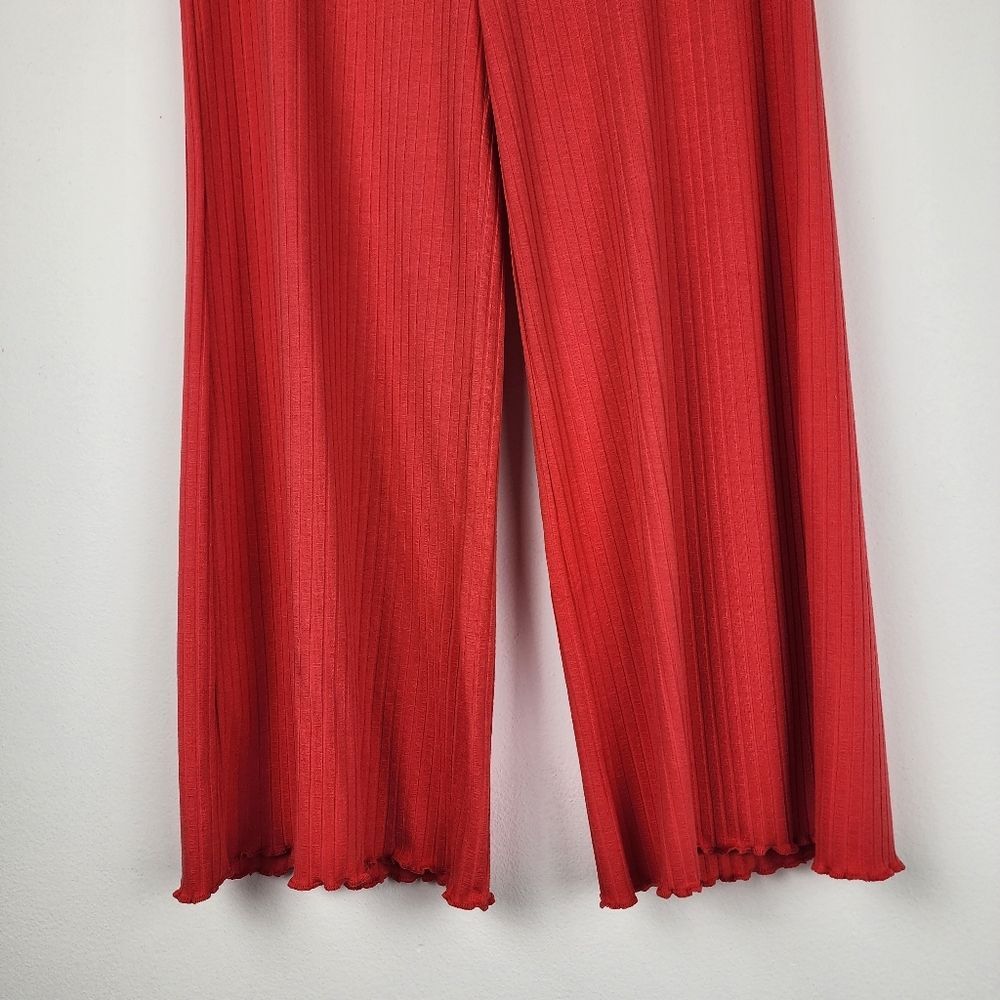 Billabong Easy Waves Pants Ribbed Wide Leg Cropped Red Coral Size L - Picture 10 of 14